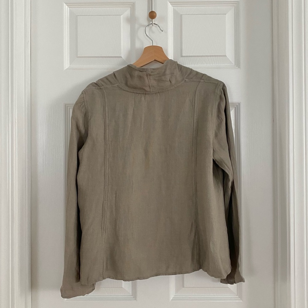 Eileen Fisher Taupe Linen Blend Open Front Jacket - Picture 2 of 4